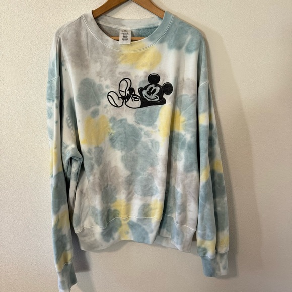 Disney Parks Mickey Mouse Tie-Dye Fleece Pullover Pastel Oversized-Large - Picture 2 of 11